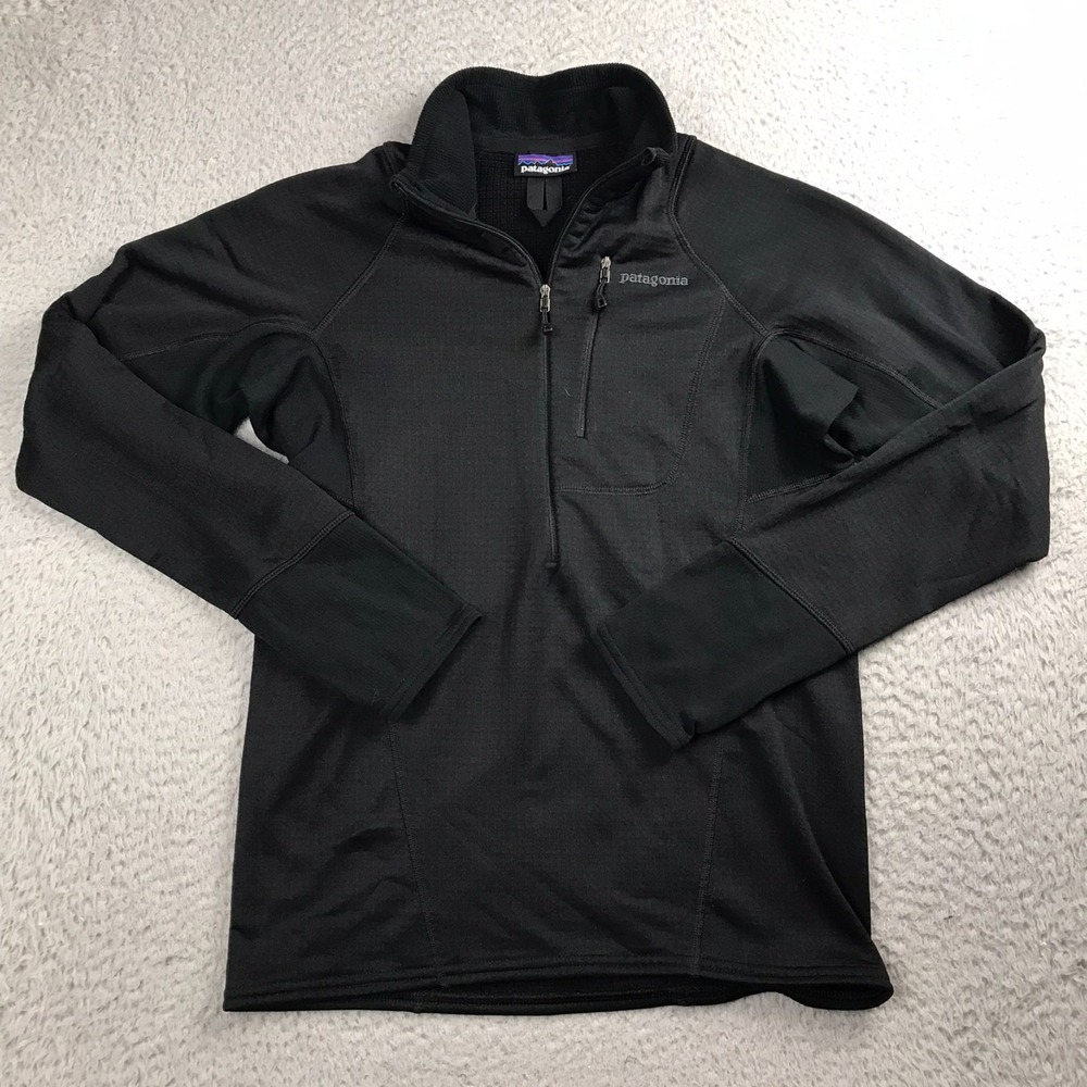Patagonia R1 Regulator 1/4 Zip Pullover‎ sz S Black Waffle Fleece Lined Jacket